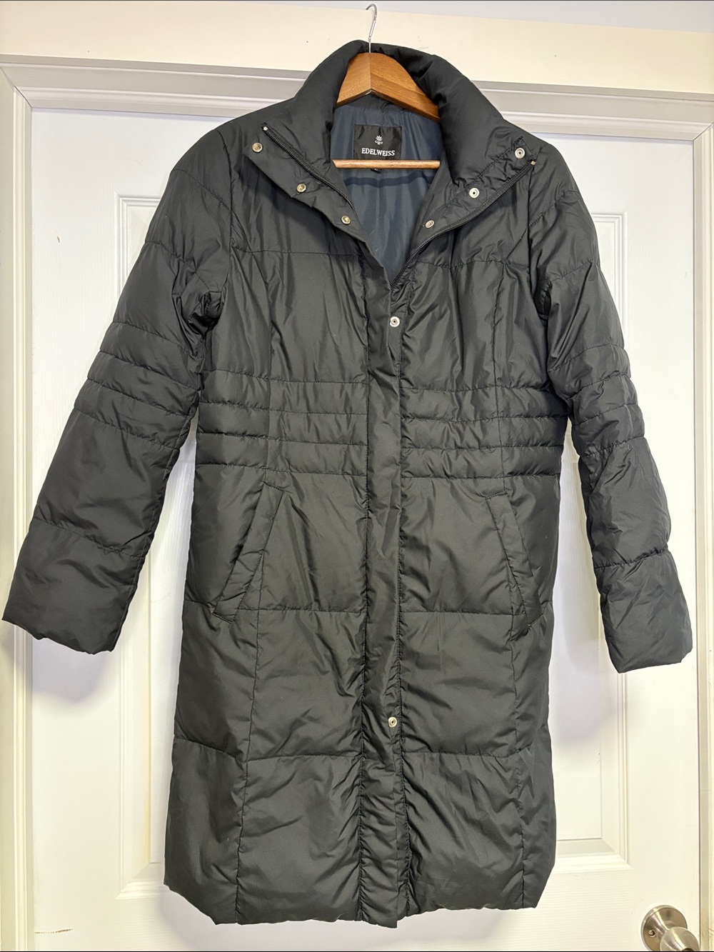 Edelweiss Women's Long Black Puffer Coat